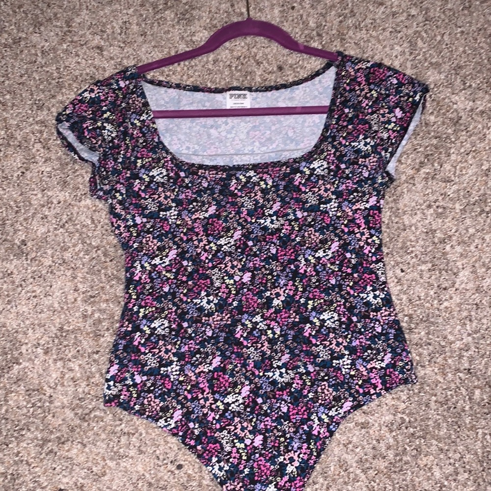 VS Pink floral bodysuit